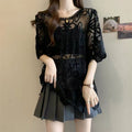 Design-focused Round-neck Lace Chanel-style Womens Top