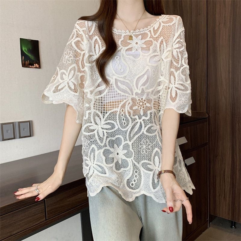 Design-focused Round-neck Lace Chanel-style Womens Top